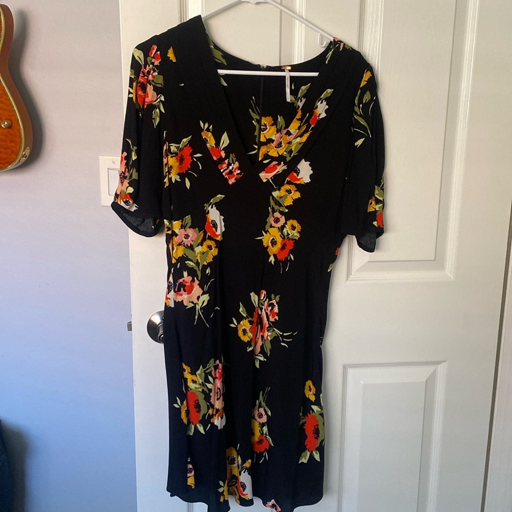 Free People black floral dress, size 6
